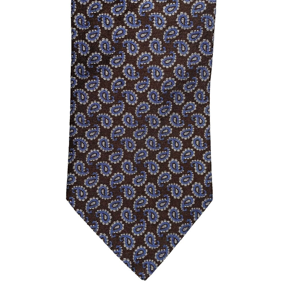Brooks Brothers Men's Silk Tie Made in New York Brown Blue Paisley USA Designer